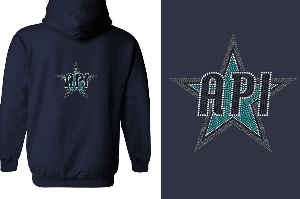 Rhinestones API Star Unisex Zip Hoodie