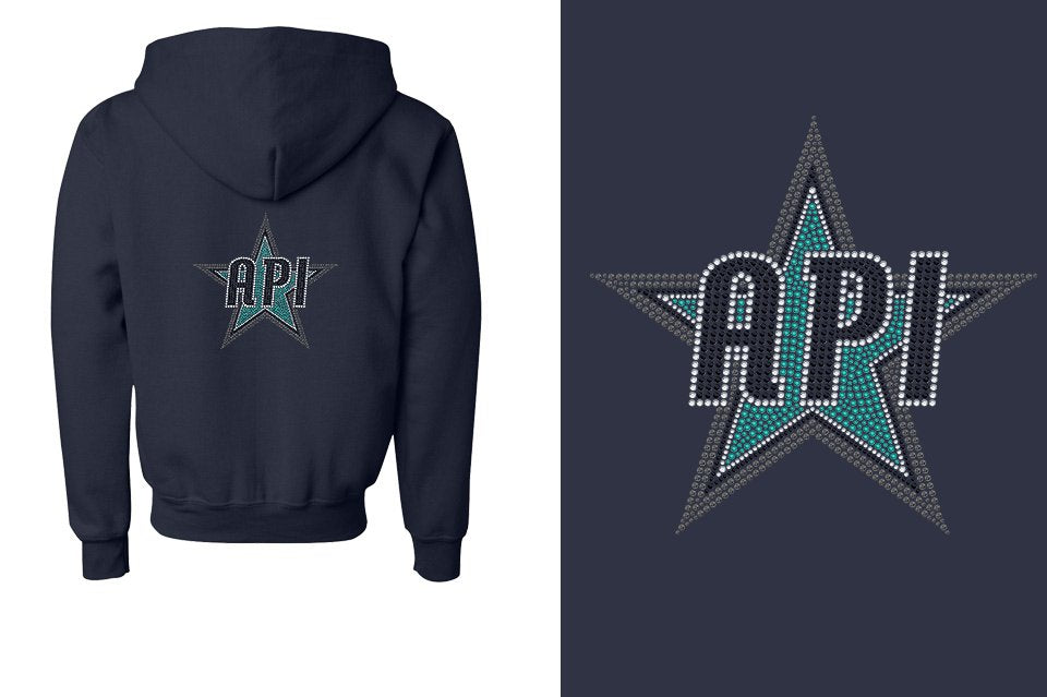 Rhinestones API Star Youth Unisex Zip Hoodie