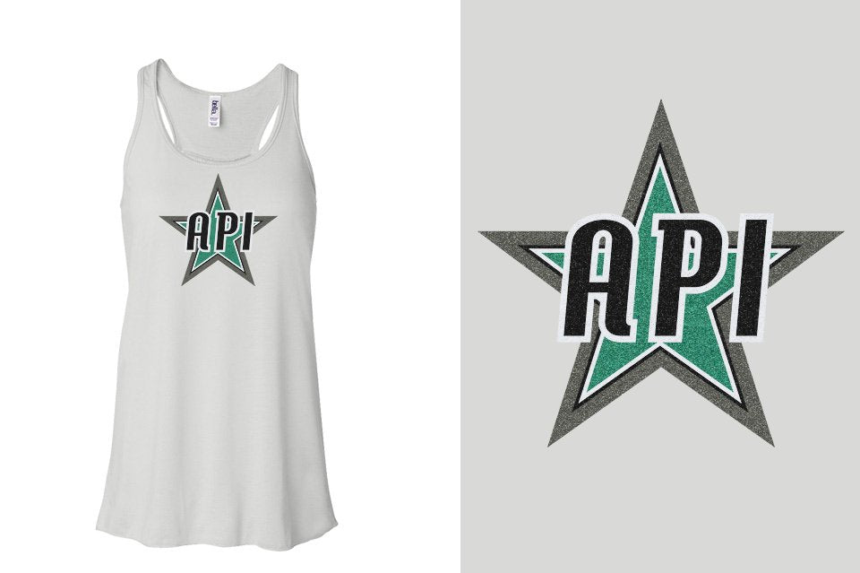 API Star Glitter Youth Flowy Racerback Tank