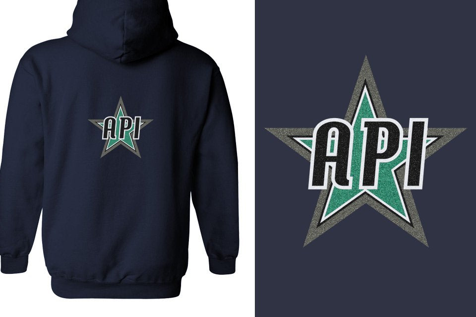 API Star Glitter Unisex Zip Hoodie