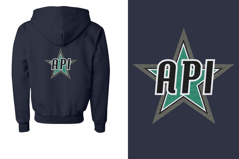 API Star Glitter Youth Unisex Zip Hoodie