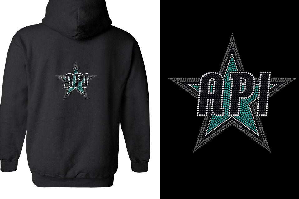 Rhinestones API Star Unisex Zip Hoodie