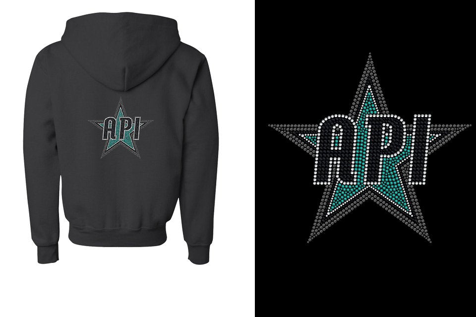 Rhinestones API Star Youth Unisex Zip Hoodie