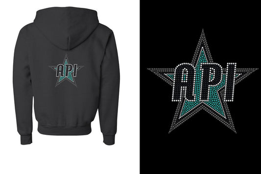 Rhinestones API Star Youth Unisex Zip Hoodie