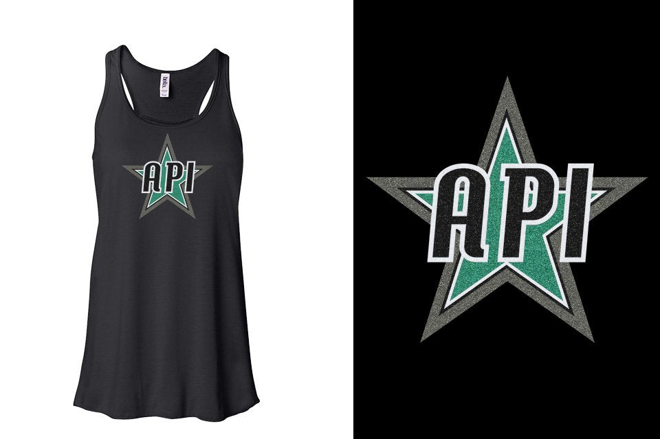 API Star Glitter Youth Flowy Racerback Tank