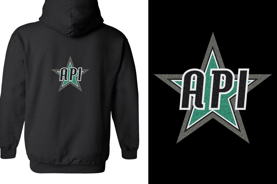 API Star Glitter Unisex Zip Hoodie