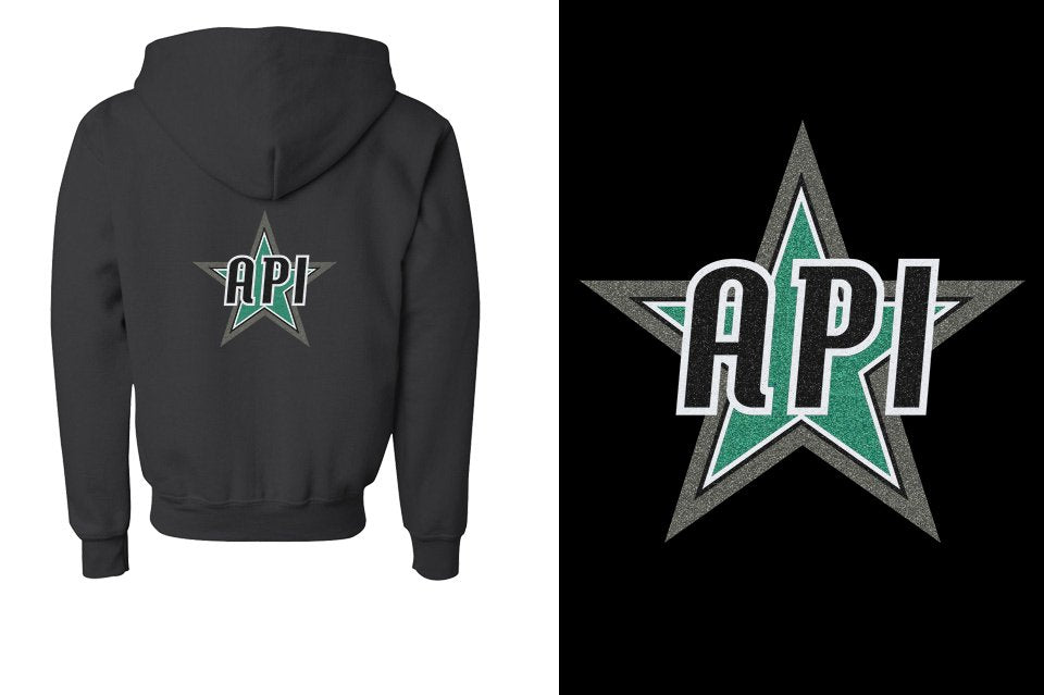 API Star Glitter Youth Unisex Zip Hoodie